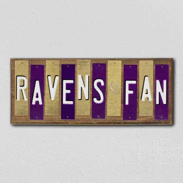 Ravens Fan Team Colors Football Fun Strips Wood Sign WS-773