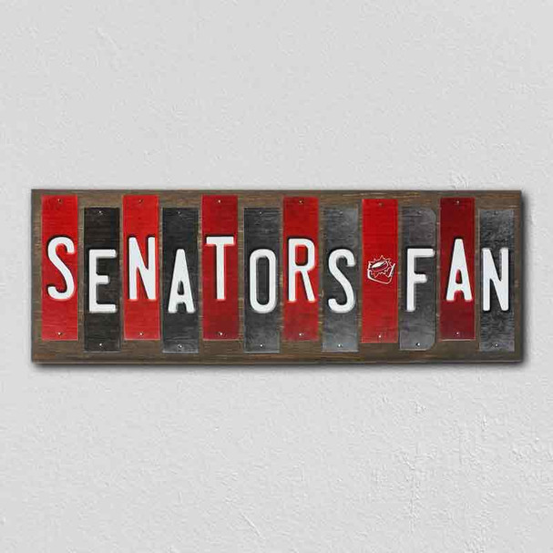 Senators Fan Team Colors Hockey Fun Strips Novelty Wood Sign WS-799