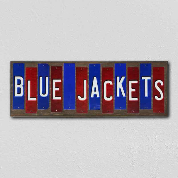 Blue Jackets Team Colors Hockey Fun Strips Novelty Wood Sign WS-820