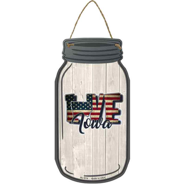 Love Iowa Silhouette Wholesale Novelty Metal Mason Jar Sign