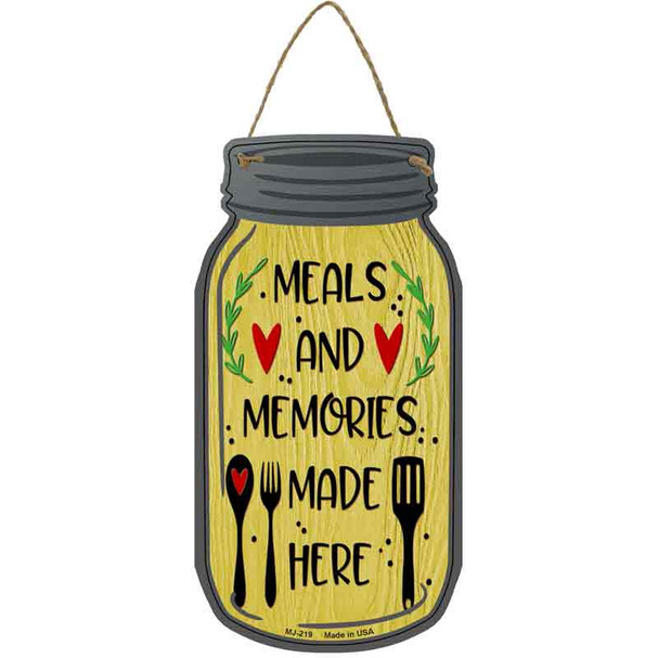 Meal And Memories Yellow Wholesale Novelty Metal Mason Jar Sign