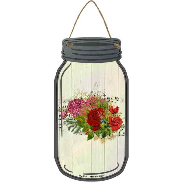 Red Bouquet With Music Wholesale Novelty Metal Mason Jar Sign