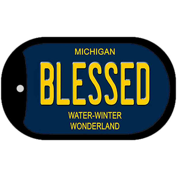 Blessed Michigan Blue Wholesale Novelty Dog Tag Necklace