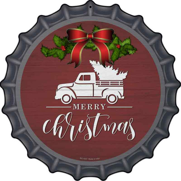 Merry Christmas Truck Red Wholesale Novelty Metal Bottle Cap Sign