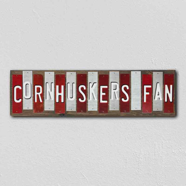 Cornhuskers Fan Team Colors College Fun Strips Wholesale Novelty Wood Sign WS-861