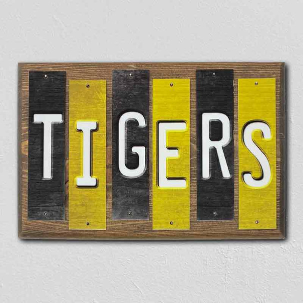 Tigers MO Team Colors College Fun Strips Wholesale Novelty Wood Sign WS-866