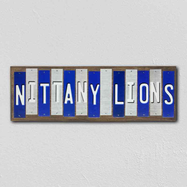 Nittany Lions Team Colors College Fun Strips Wholesale Novelty Wood Sign WS-892