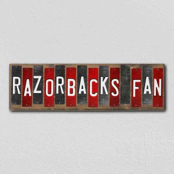 Razorbacks Team Colors College Fun Strips Wholesale Novelty Wood Sign WS-929