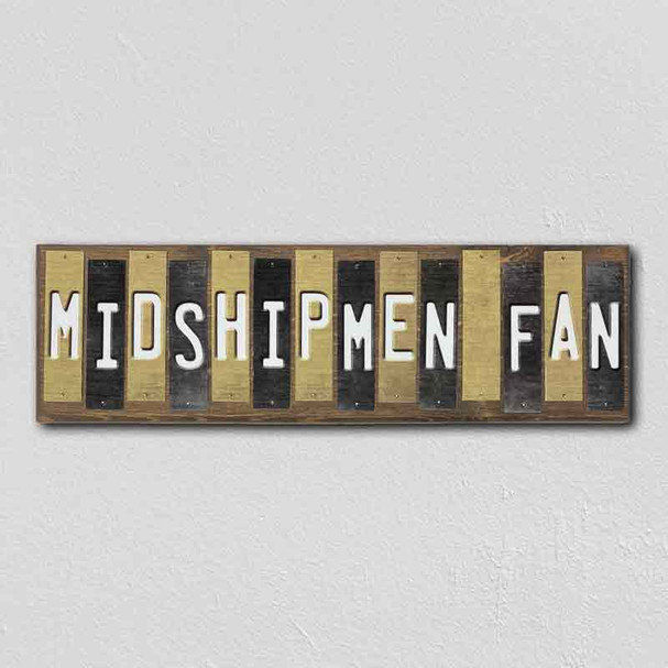 Midshipmen Fan Team Colors College Fun Strips Wholesale Novelty Wood Sign WS-935