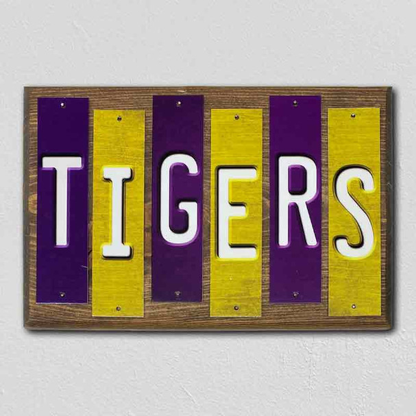Tigers LA Team Colors College Fun Strips Wholesale Novelty Wood Sign WS-944