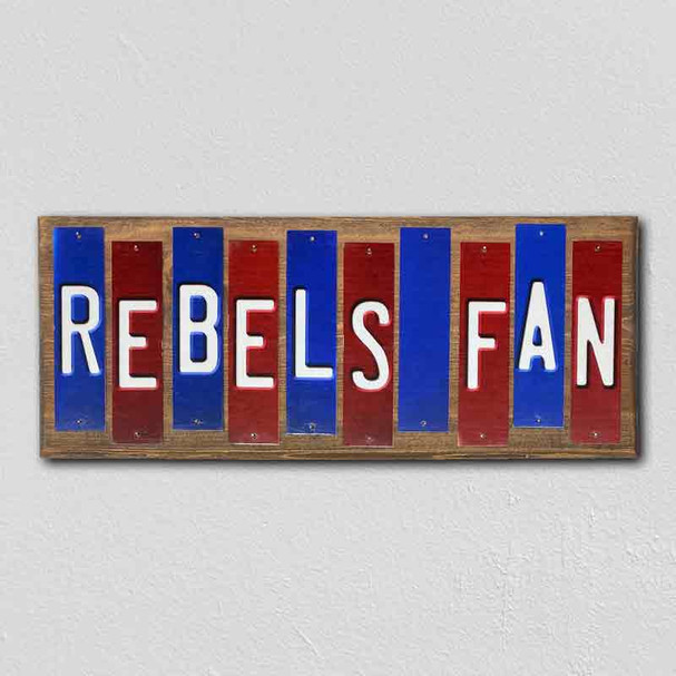 Rebels Fan Team Colors College Fun Strips Wholesale Novelty Wood Sign WS-949