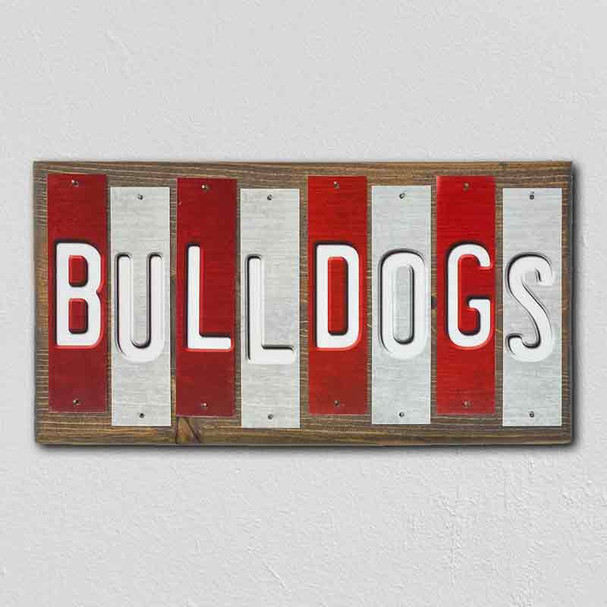 Bulldogs MS Team Colors College Fun Strips Wholesale Novelty Wood Sign WS-968