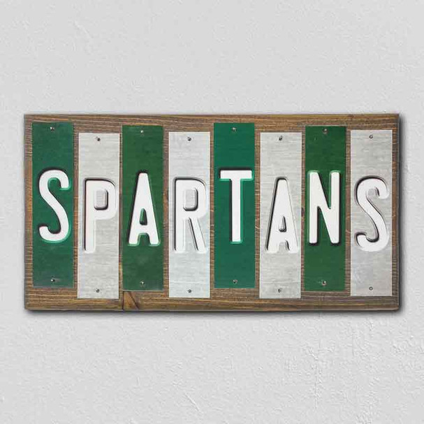 Spartans Team Colors College Fun Strips Wholesale Novelty Wood Sign WS-976