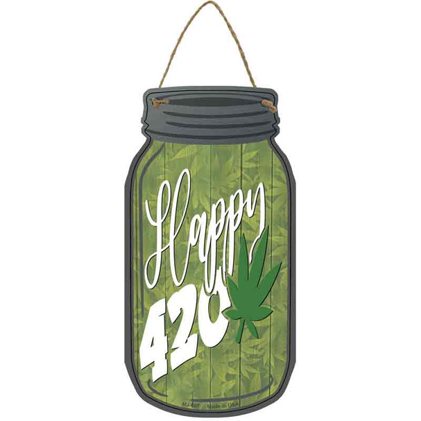 Happy 420 Wholesale Novelty Metal Mason Jar Sign