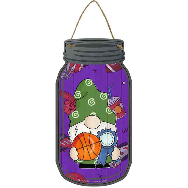 Gnome Playing Basketball Wholesale Novelty Metal Mason Jar Sign