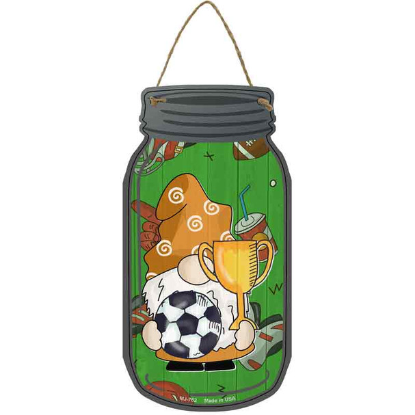 Gnome Playing Soccer Wholesale Novelty Metal Mason Jar Sign