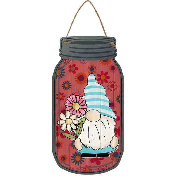 Gnome With Daisy Wholesale Novelty Metal Mason Jar Sign