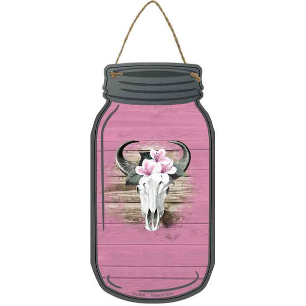 Cow Skull Pink Wholesale Novelty Metal Mason Jar Sign