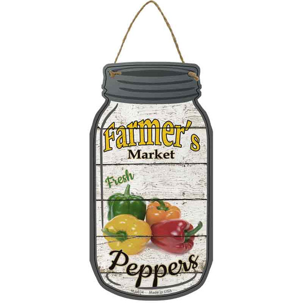 Peppers Farmers Market Wholesale Novelty Metal Mason Jar Sign