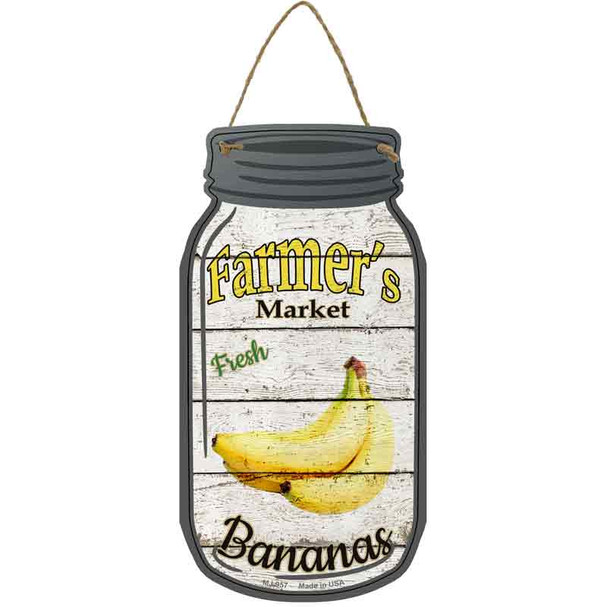 Bananas Farmers Market Wholesale Novelty Metal Mason Jar Sign