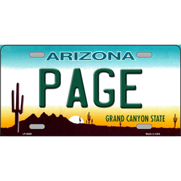 Page Arizona Wholesale Metal Novelty License Plate
