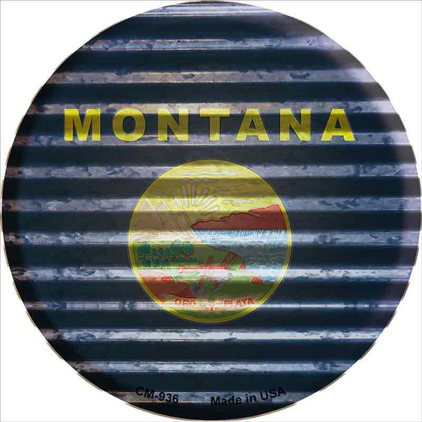 Montana Flag Corrugated Effect Wholesale Novelty Circle Coaster Set of 4