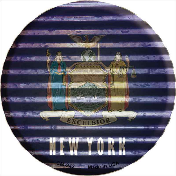 New York Flag Corrugated Effect Wholesale Novelty Circle Coaster Set of 4