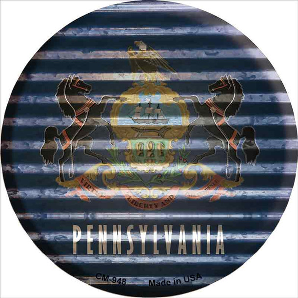 Pennsylvania Flag Corrugated Effect Wholesale Novelty Circle Coaster Set of 4