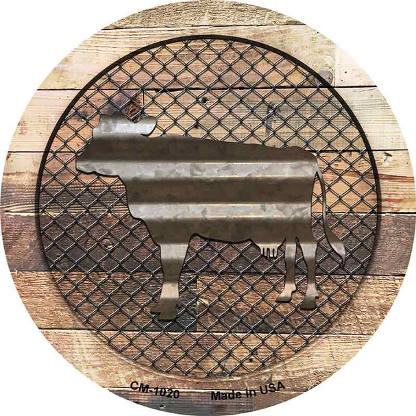 Corrugated Cow on Wood Wholesale Novelty Circle Coaster Set of 4