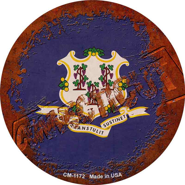 Connecticut Rusty Stamped Wholesale Novelty Circle Coaster Set of 4