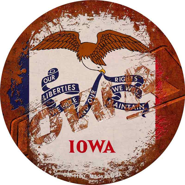 Iowa Rusty Stamped Wholesale Novelty Circle Coaster Set of 4