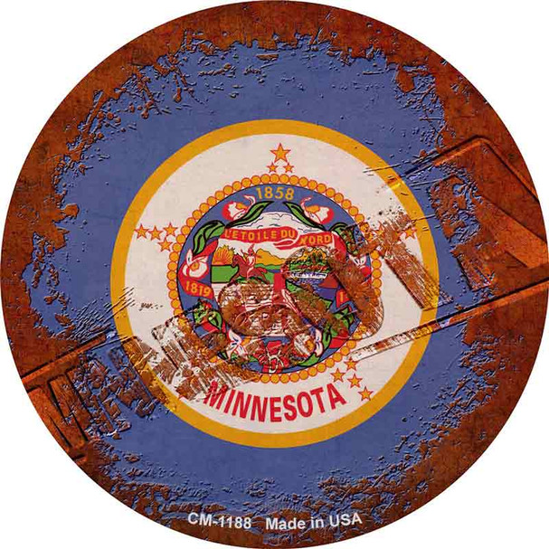 Minnesota Rusty Stamped Wholesale Novelty Circle Coaster Set of 4