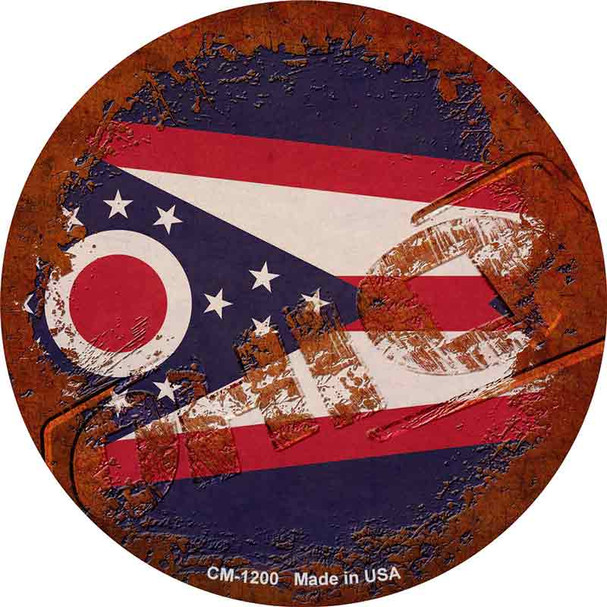 Ohio Rusty Stamped Wholesale Novelty Circle Coaster Set of 4