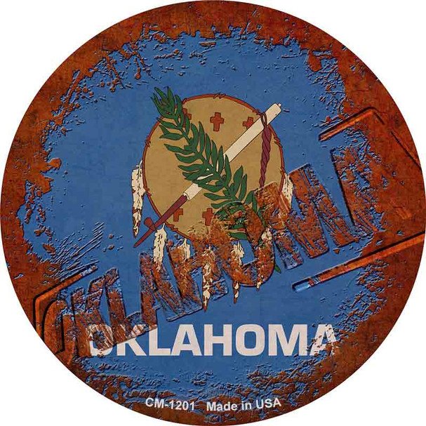 Oklahoma Rusty Stamped Wholesale Novelty Circle Coaster Set of 4