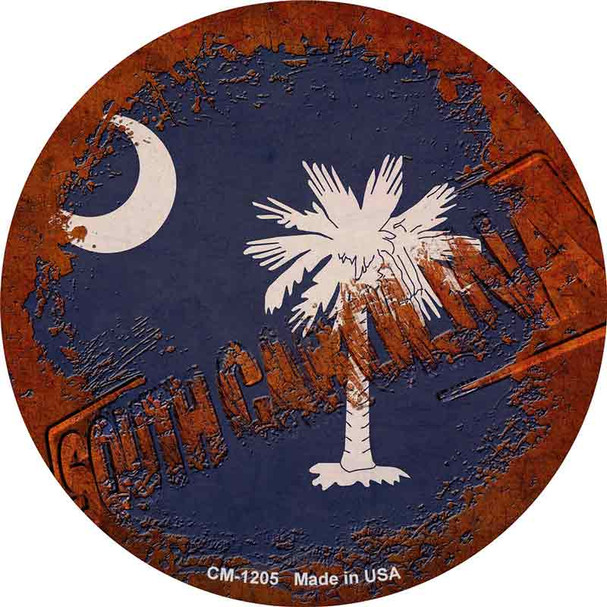South Carolina Rusty Stamped Wholesale Novelty Circle Coaster Set of 4