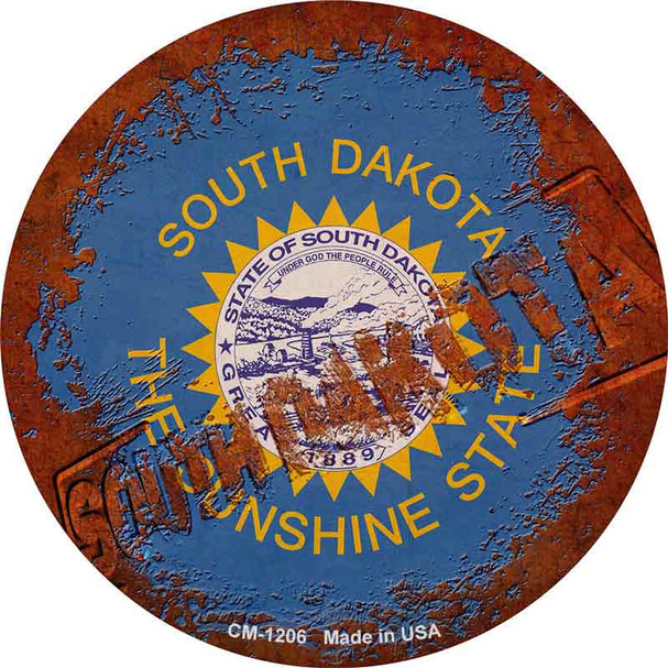 South Dakota Rusty Stamped Wholesale Novelty Circle Coaster Set of 4