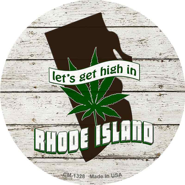 Lets Get High In Rhode Island Wholesale Novelty Circle Coaster Set of 4