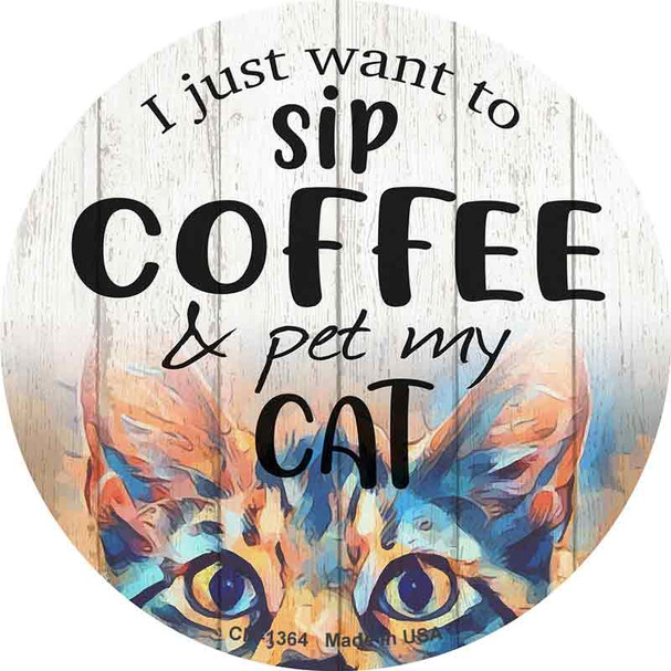 Sip Coffee And Pet Cat Wholesale Novelty Circle Coaster Set of 4
