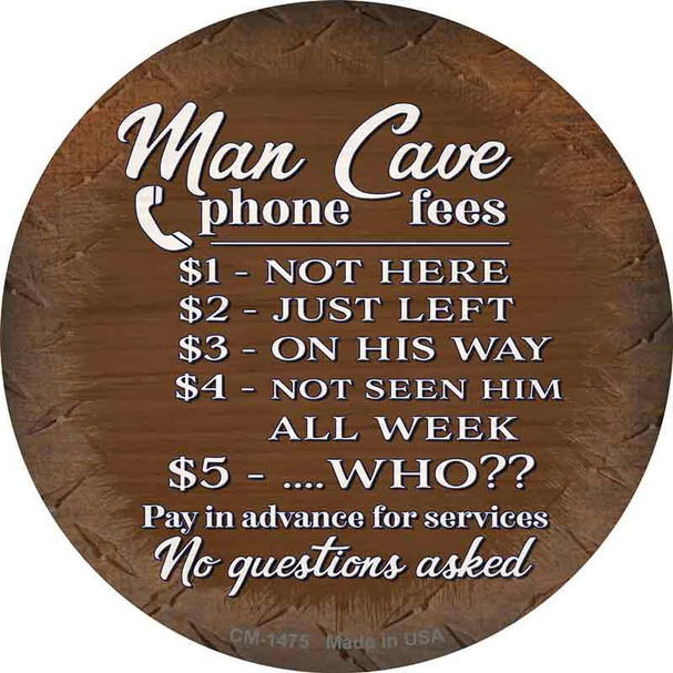 Man Cave Phone Fees Wholesale Novelty Circle Coaster Set of 4