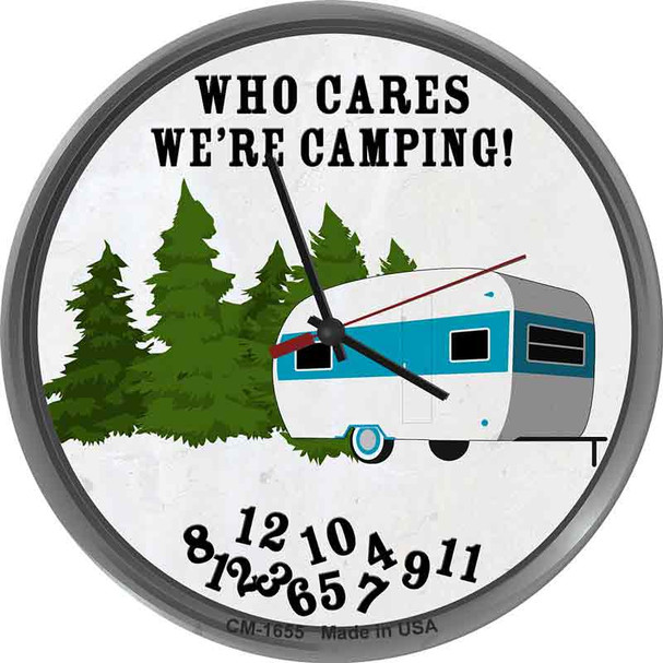 Who Cares We Are Camping Wholesale Novelty Circle Coaster Set of 4