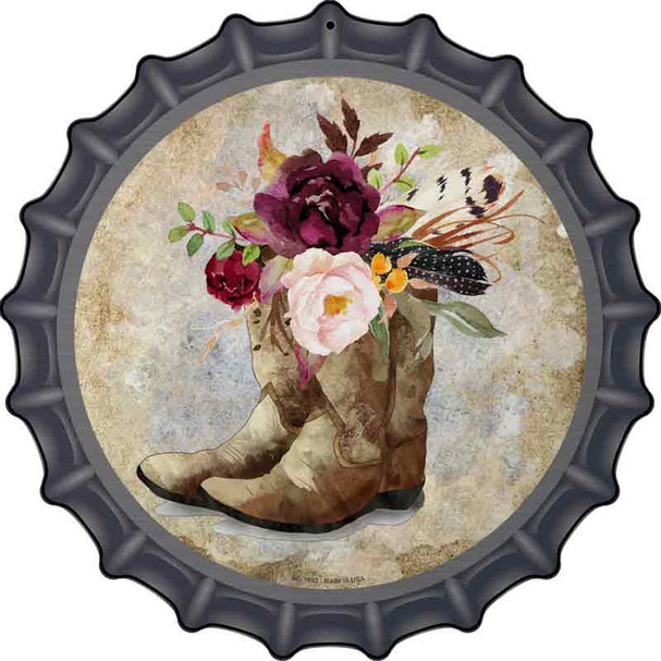 Flowers In Boots Wholesale Novelty Metal Bottle Cap Sign