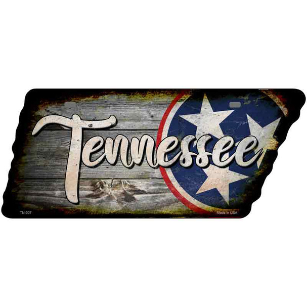 Tennessee Tri Star on Wood Wholesale Novelty Rusty Effect Metal Tennessee License Plate Tag