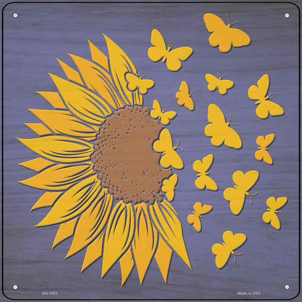 Sunflower Petals Turn To Butterflys Wholesale Novelty Metal Square Sign