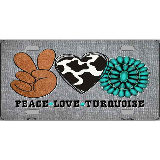 Peace Love Turquoise Wholesale Novelty Metal License Plate
