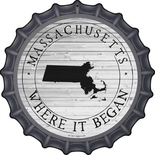 Massachusetts Where is Began Wholesale Novelty Metal Bottle Cap Sign BC-1811