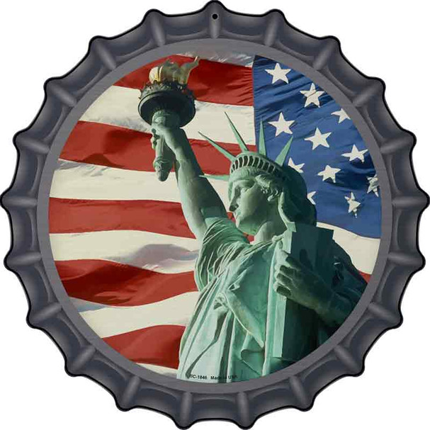 Lady Liberty American Flag Wholesale Novelty Metal Bottle Cap Sign BC-1846