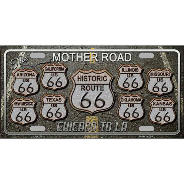 Route 66 Black Top Wholesale Metal Novelty License Plate