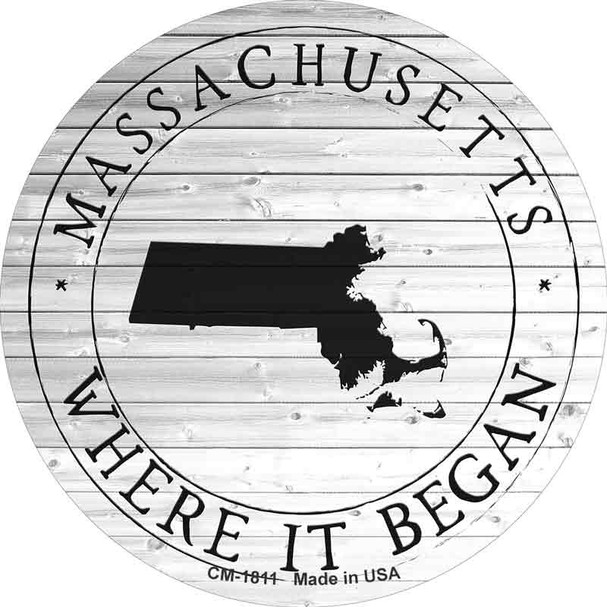 Massachusetts Where is Began Wholesale Novelty Circle Coaster Set of 4 CC-1811