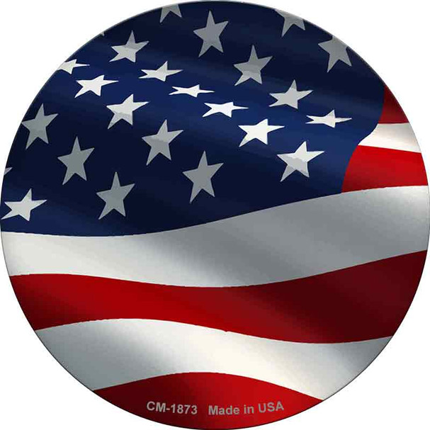 Waving American Flag Wholesale Novelty Circle Coaster Set of 4 CC-1873