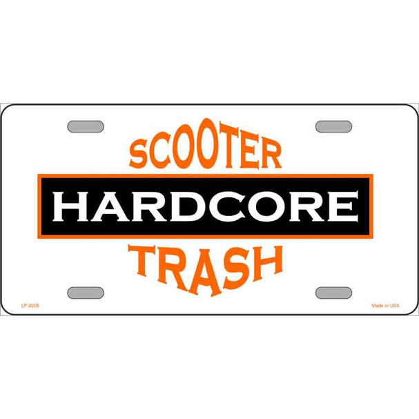 Hardcore Scooter Trash White Novelty Wholesale Metal License Plate